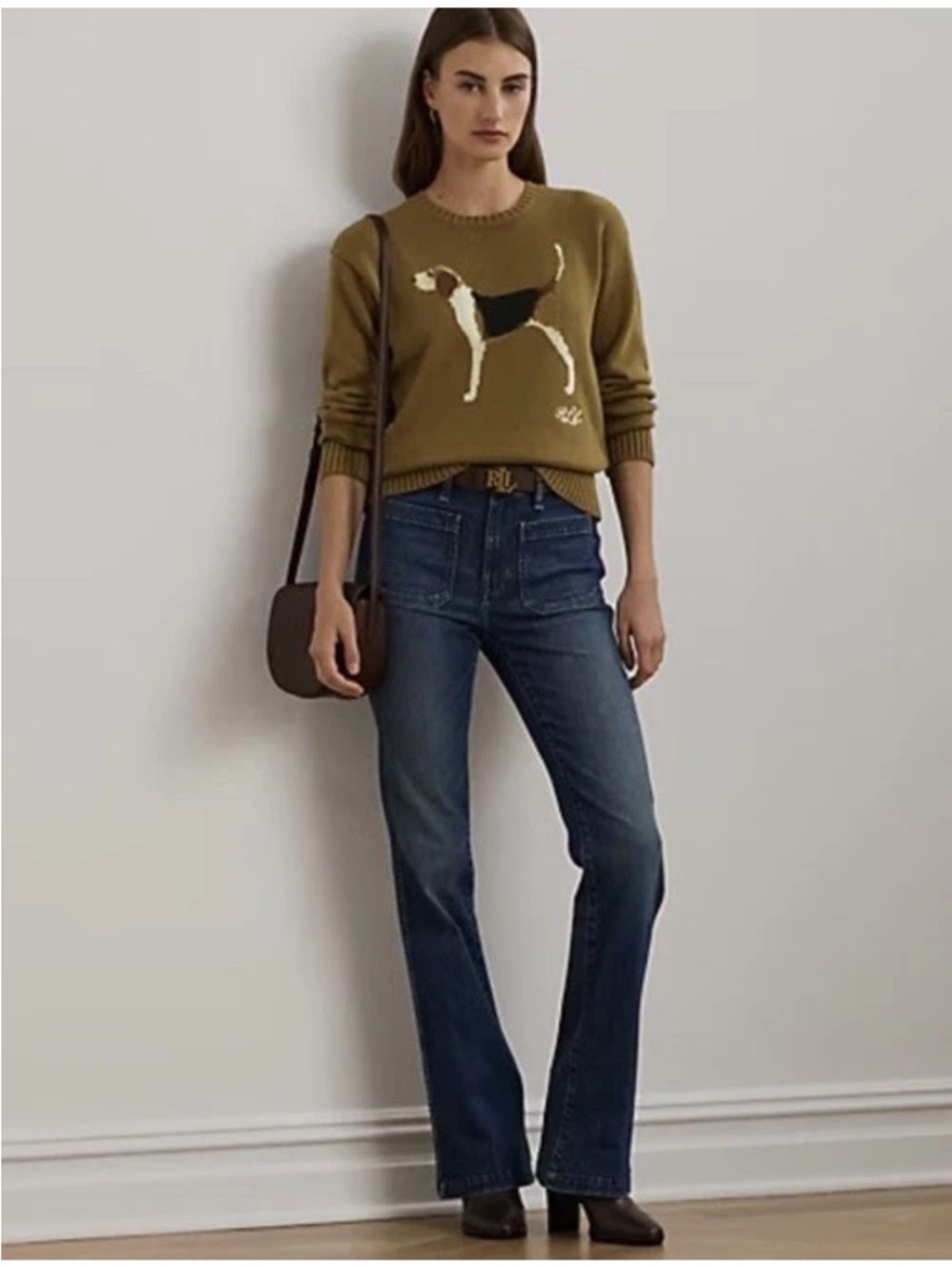 Ralph Lauren Beagle Dog Intarsia Knit LS Sweater NWT Womens Size XXS